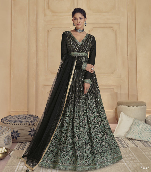 Indo Western Georgette Anarkali Gown For Cocktail Party - Fashion Nation