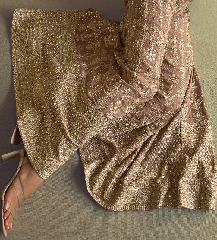 sequined palazzo with shrug and crop top set