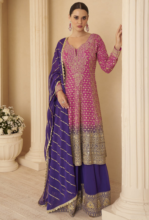 indian shaadi wear kurta sharara embroidered set