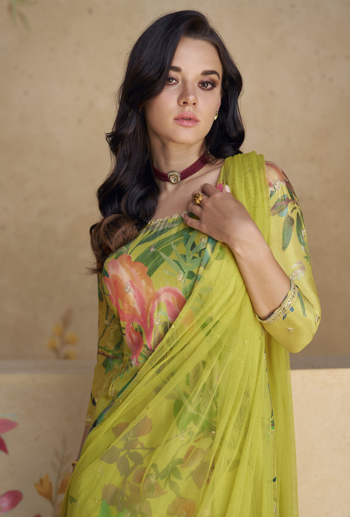 afternoon partywear in multicolored silk 