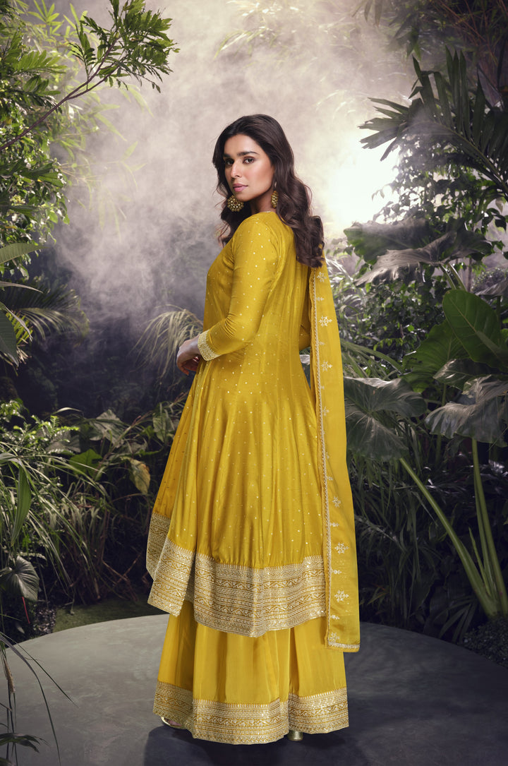 haldi partywear festive dress in yellow