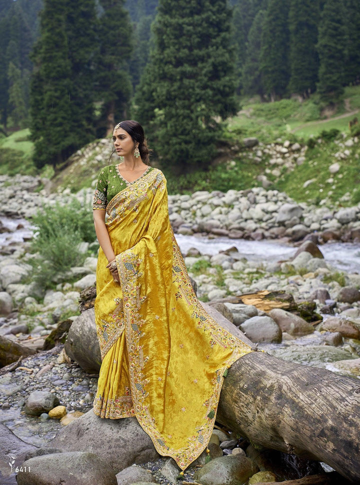 Mehendi Party Wear Silk Indian Saree - Fashion Nation