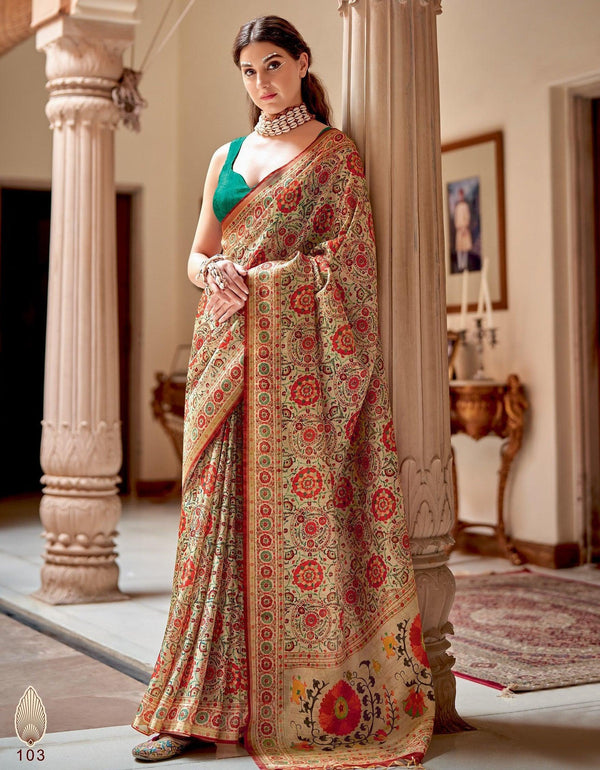 Banarasi Zari Silk Everyday Wear Saree in Multicolour - Fashion Nation