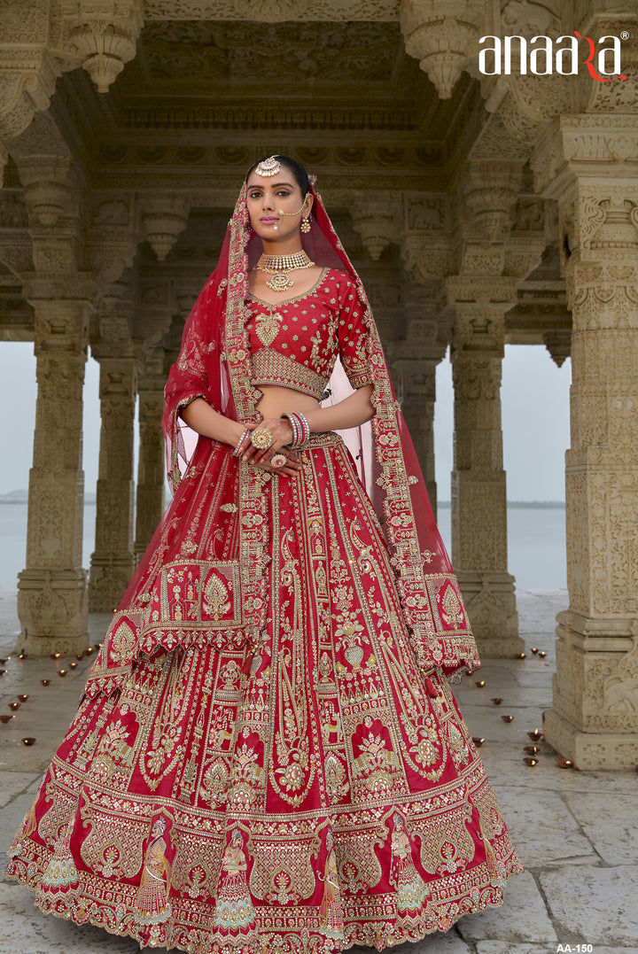 bridal wear lehenga choli in red