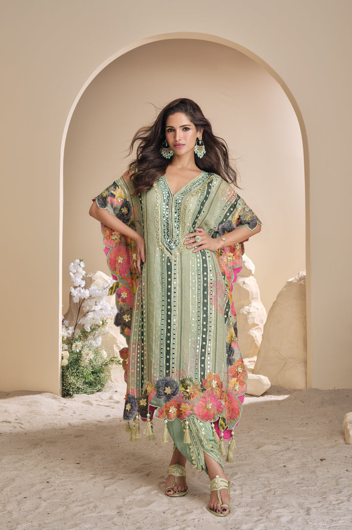 designer kaftan kurta with stylish tulip pants