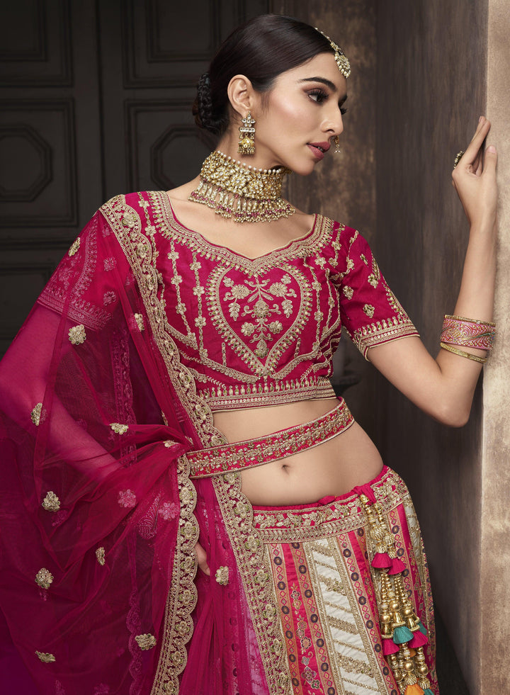 Sangeet Partywear Multi-Colour Weaving Silk Designer Lehenga Choli - Fashion Nation