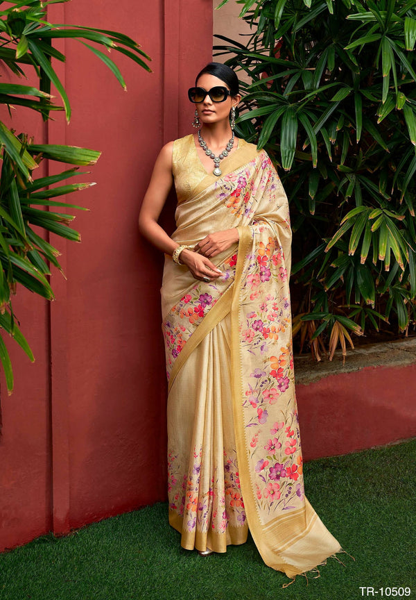 club partywear floral digital painted sari