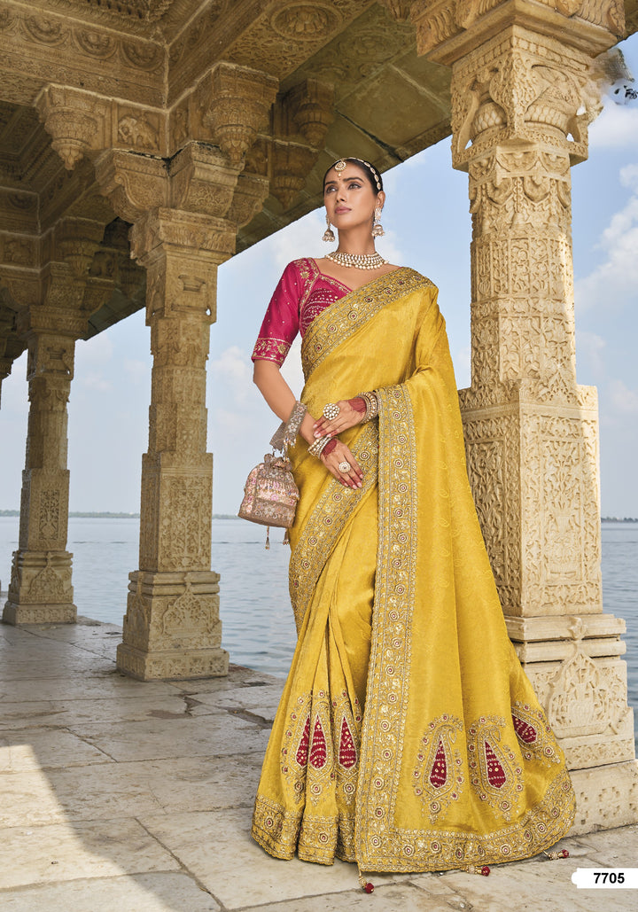 haldi function wear sari in yellow