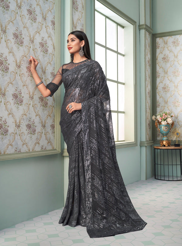 Marriage Party Wear Trendy Sari - Fashion Nation