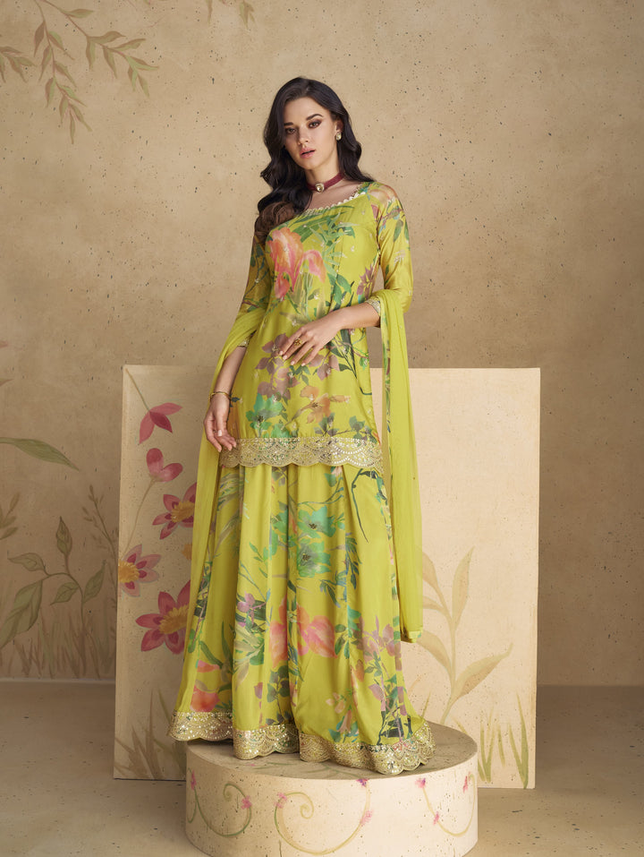 destination wedding wear silk sharara suit