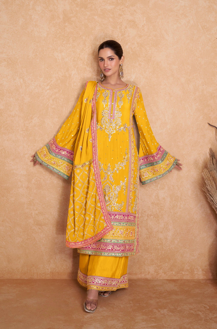 Haldi Function Wear Kurta Palazzo Suit - Fashion Nation