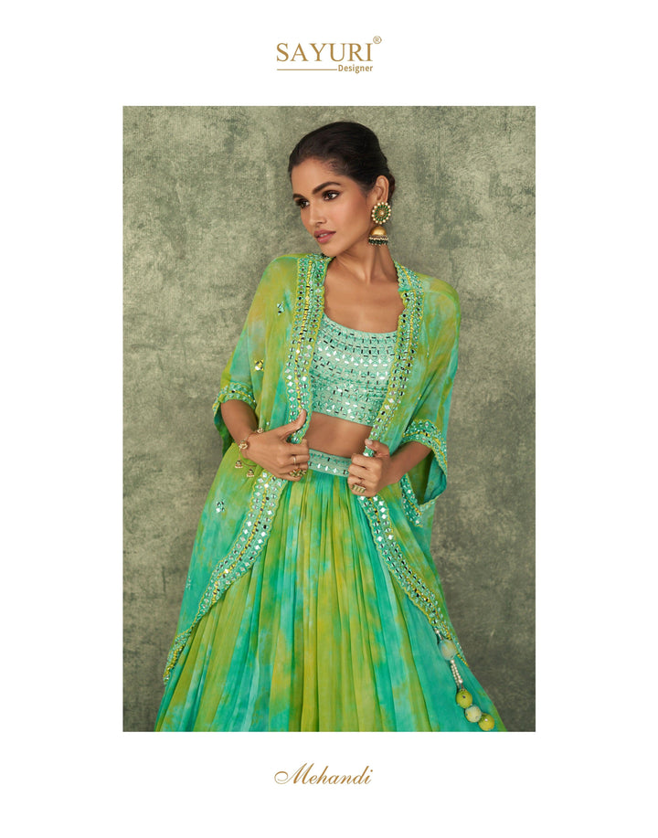 Mehendi Party Wear Indo Western Tie & Dye Skirt Set - Fashion Nation