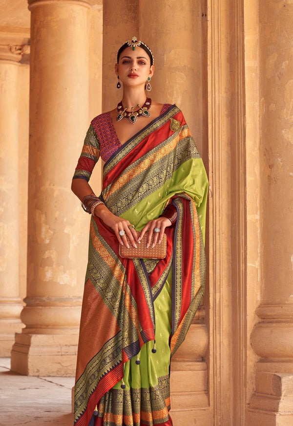 Mehendi Wear Kanjivaram Silk Saree - Fashion Nation