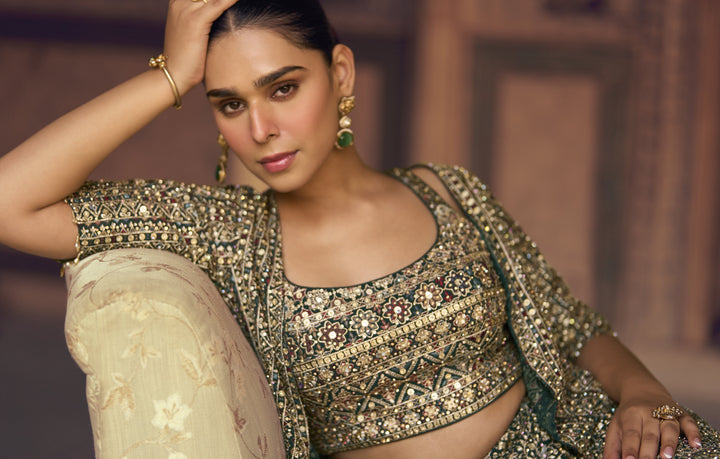 club partywear for roka ceremony in green