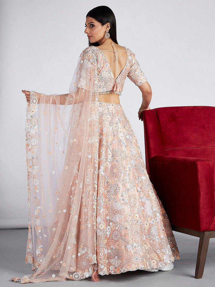 Destination Wedding Wear Peach Organza Summer Special Lehenga Choli - Fashion Nation