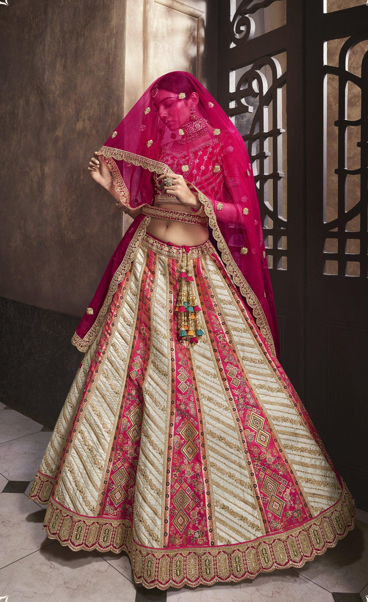 Sangeet Partywear Multi-Colour Weaving Silk Designer Lehenga Choli - Fashion Nation