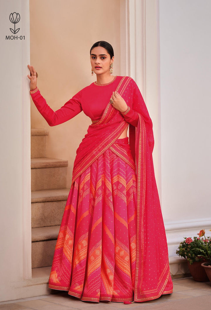 Festive Multi-Colour Bandhani Silk Ghaghra Choli | All Occasion Wear - Fashion Nation