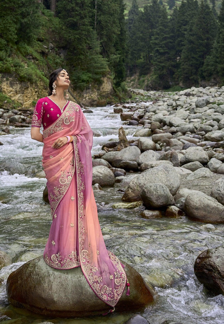 Marriage Function Wear Pink Silk Saree - Fashion Nation