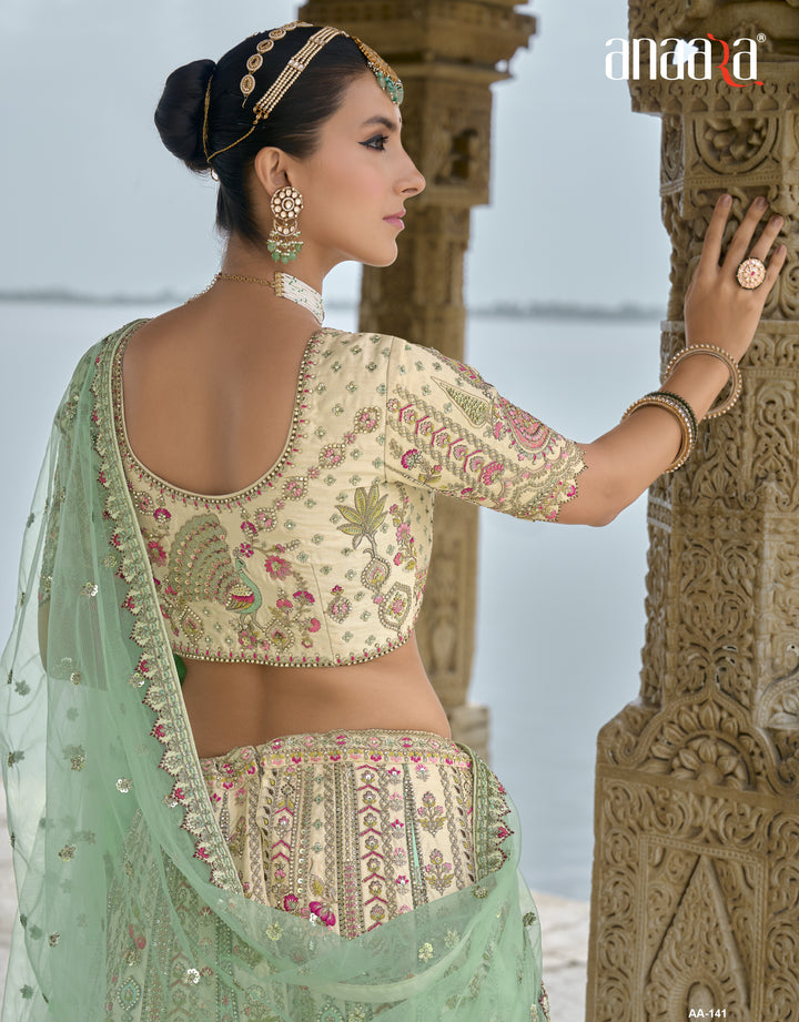 peacock motif rajasthani lehenga choli set