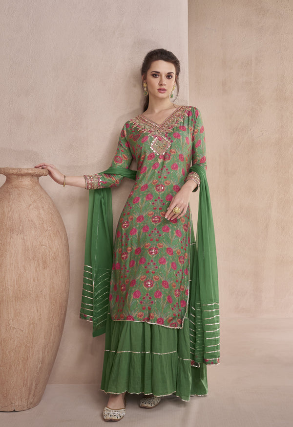 indo western mehendi party dress 