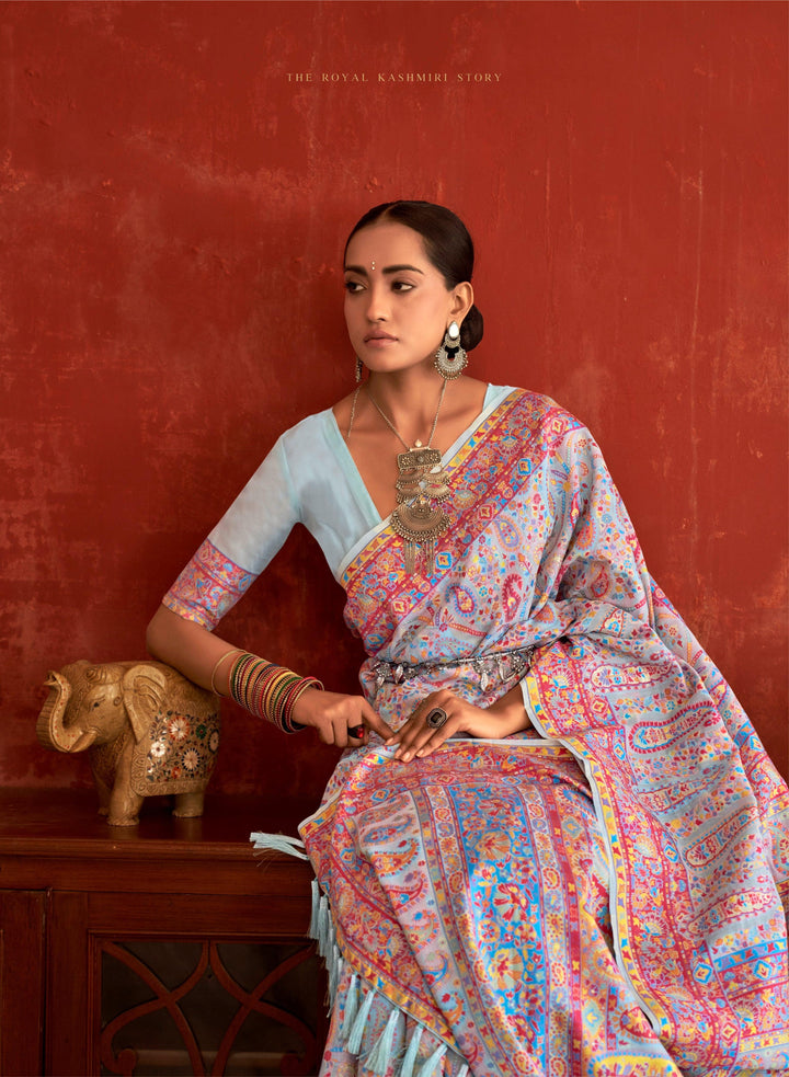Roka Functions Wear Kashmir Pashmina Saree - Fashion Nation