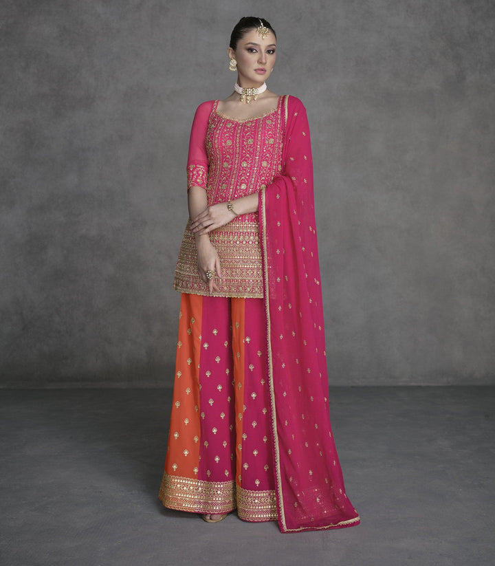 Colourful Georgette Sangeet Partywear Festive Sharara Suit - Fashion Nation