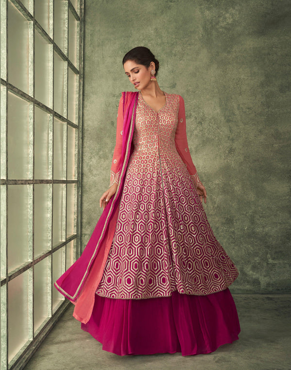 Sangeet Wear Designer Shaded Anarkali Lehenga - Fashion Nation