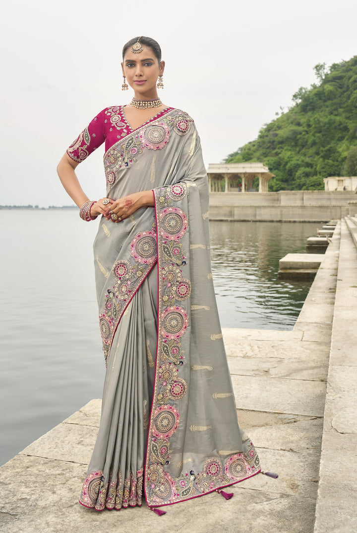 resort wedding wear silk saree