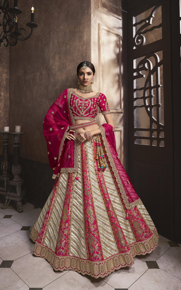 Sangeet Partywear Multi-Colour Weaving Silk Designer Lehenga Choli - Fashion Nation