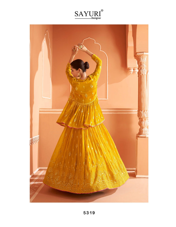 Haldi Party Wear Yellow Indo Western Lehenga Jacket Set - Fashion Nation