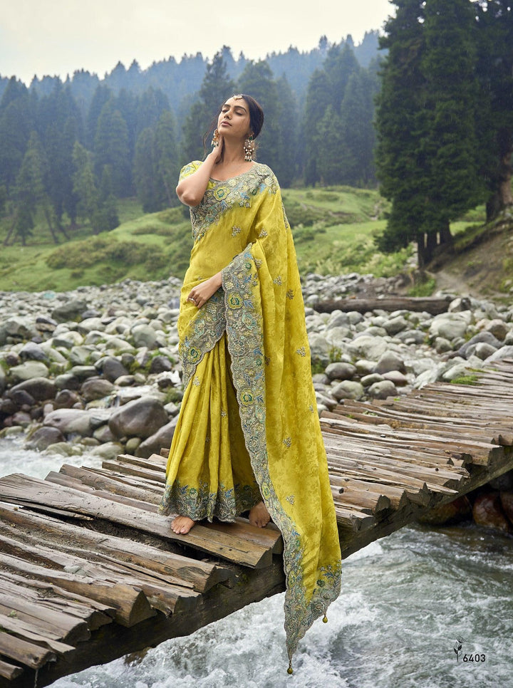 Yellow Silk Haldi Ceremony Wear Traditional Saree - Fashion Nation