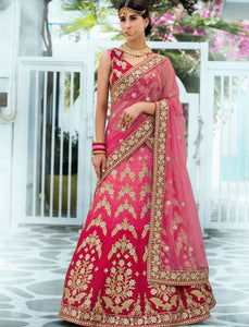 Rajasthani VAS1203 Heritage Pink Magenta Silk Net Lehenga Choli - Fashion Nation