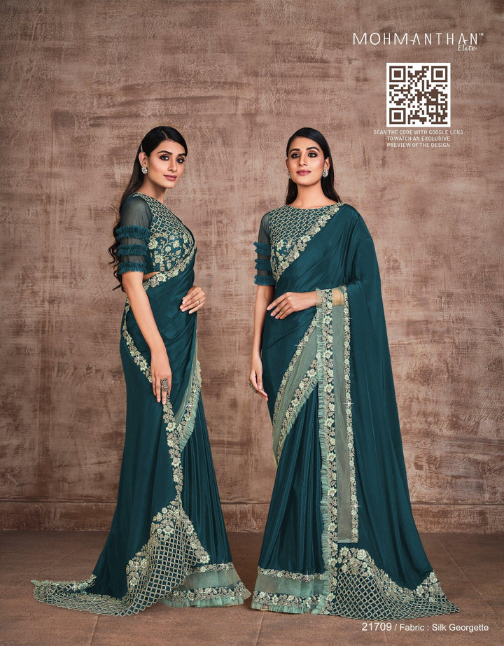 Cocktail Party Wear Designer Saree - Fashion Nation