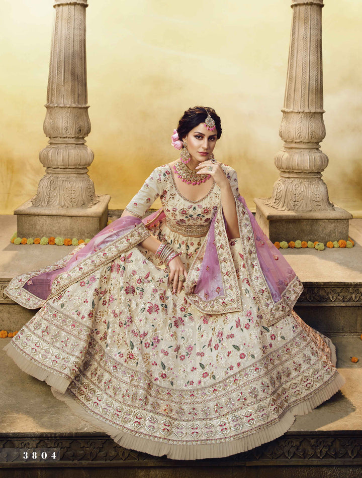 Wedding Special Off White Georgette Lehenga Choli - Fashion Nation