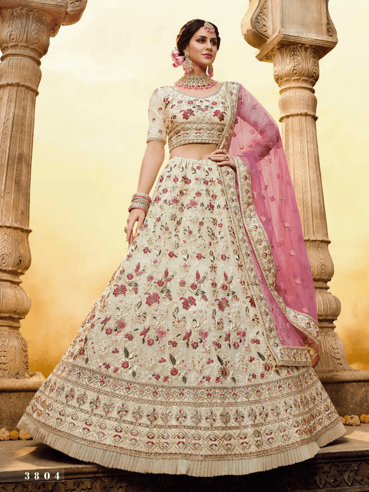 Wedding Special Off White Georgette Lehenga Choli - Fashion Nation