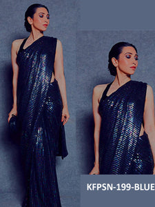 Karishma Kapoor KF3835 Bollywood Inspired Blue Silk Georgette Saree - Fashion Nation