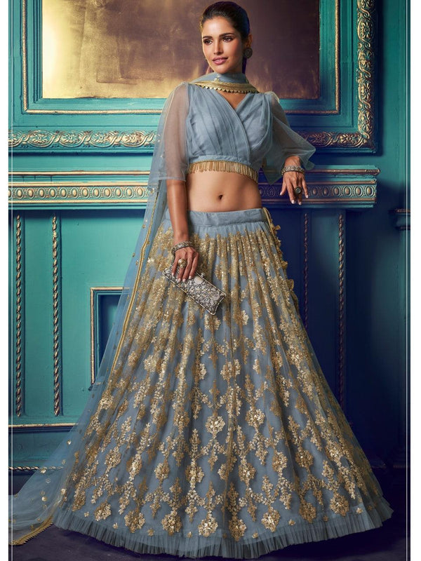 Wedding & Functions Wear Net Ruffled Lehenga Choli - Fashion Nation