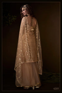 Shaadi Special Beige Net Bridal Wear Sharara Suit for Online