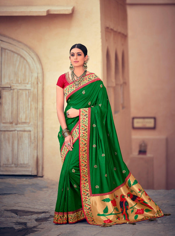 Mehndi Functions Wear Paithani Silk Saree - Fashion Nation