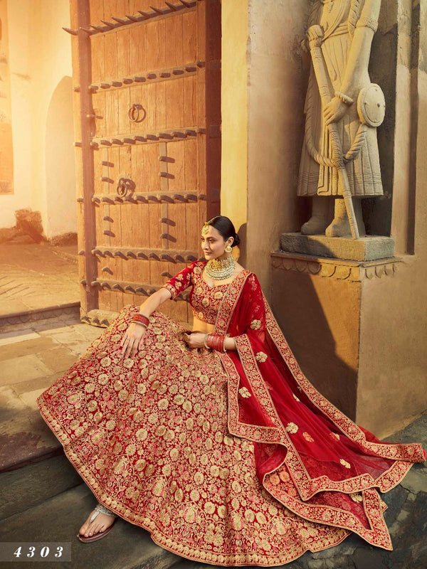 Shaadi Special Red Velvet Designer Latest Lehenga Choli - Fashion Nation