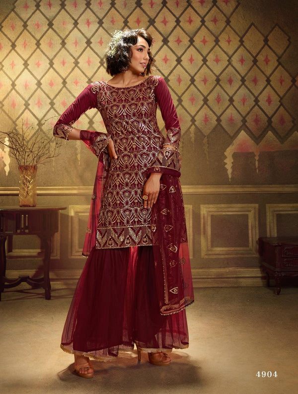 Ceremonial Shaadi Wear Net Designer Gharara Suit - Fashion Nation