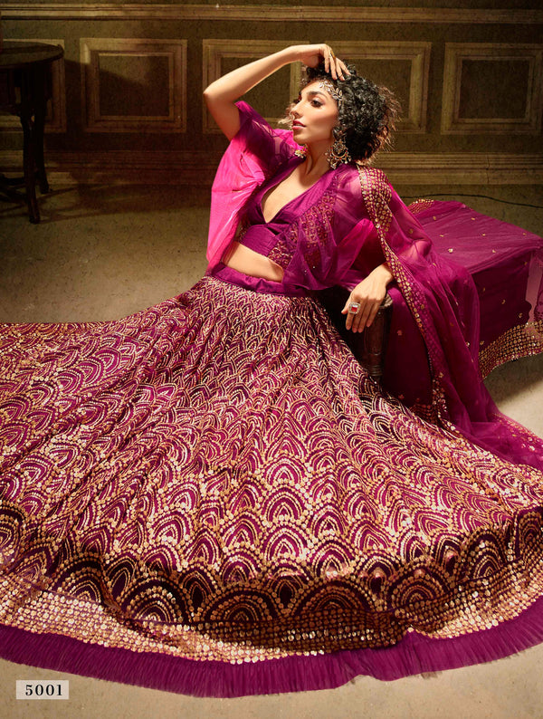 Ceremonial Party Wear Magenta Stylish Lehenga Choli - Fashion Nation