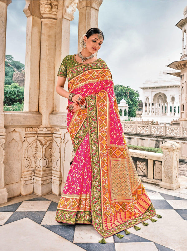 Geet Sammelan Wear Bandhej Patola Silk Saree - Fashion Nation