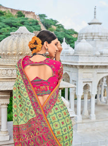 Mehndi Function Wear Designer Silk Saree by Fashion Nation