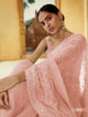 Afternoon Party Wear Peach Georgette Designer Saree by Fashion Nation