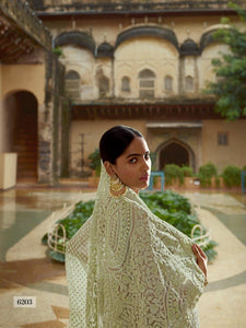 Engagement Party Green Net Designer Saree by Fashion Nation