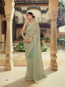 Green Net Green Designer Saree by Fashion Nation for Online Sales
