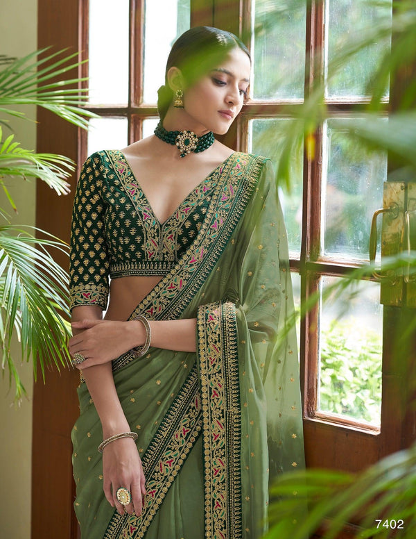 Sangeet Party Wear Organza Designer Saree - Fashion Nation