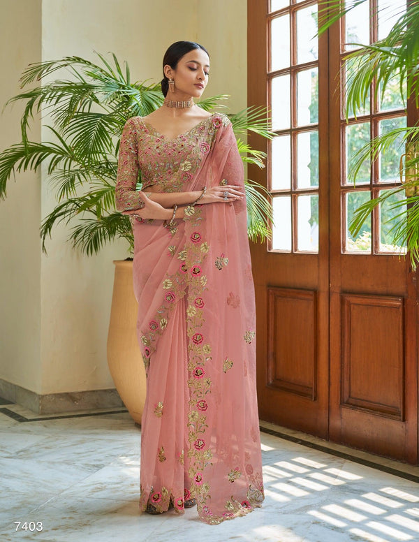 Evening Party Wear Organza Designer Saree - Fashion Nation