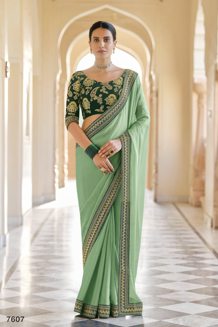 Sangeet Party Wear Organza Designer Saree - Fashion Nation